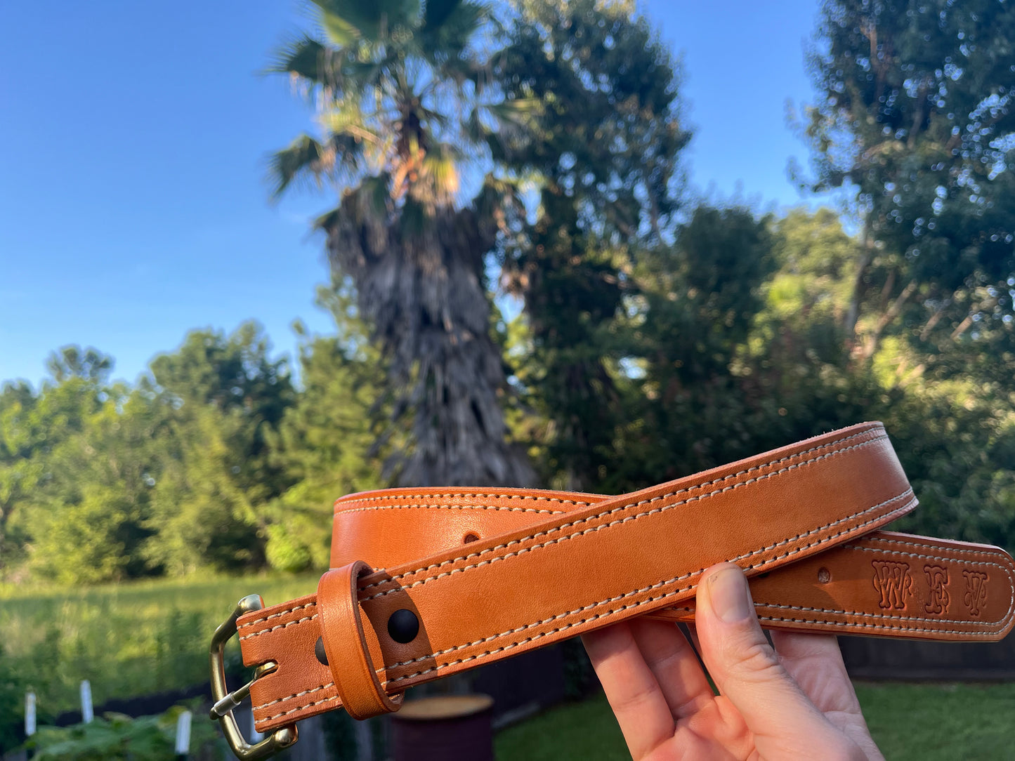 Natural Oil Stitched Gun Belt