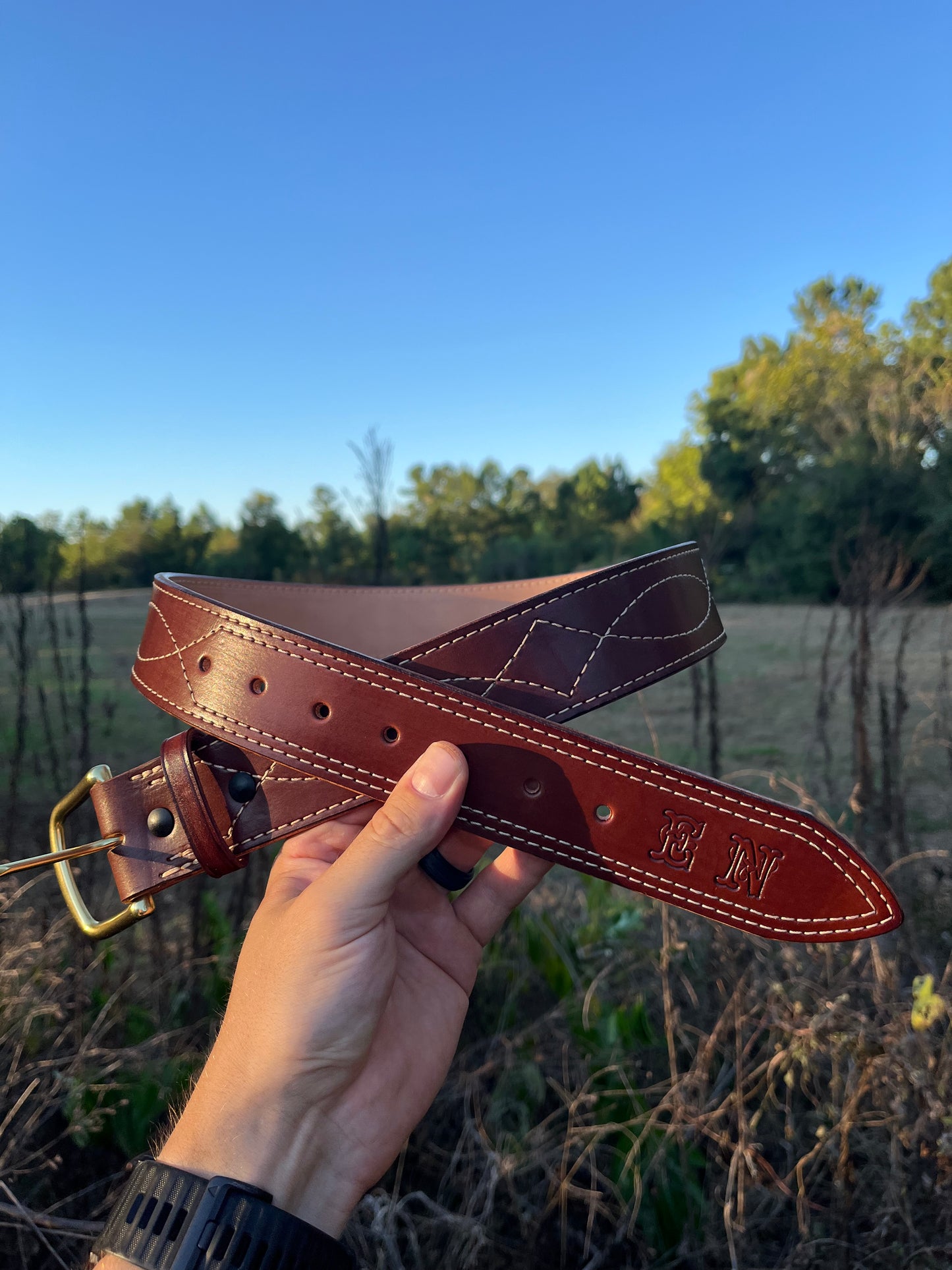 Brown Stitched Gun Belt